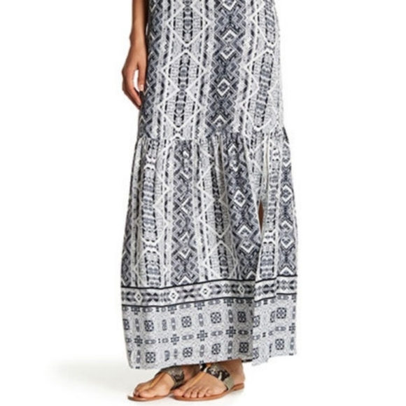 New ☆SPLENDID☆ Brand Boho Taos Geo Boarder Print Sleeveless Flowing Maxi Dress - Picture 3 of 13